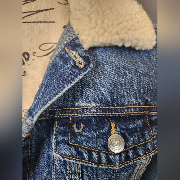 True Religion Sherpa Collar Denim Jacket sz XS - Picture 7 of 7
